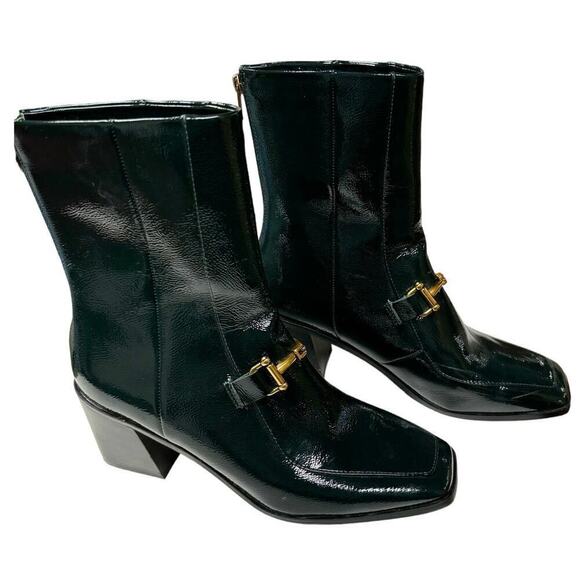 ZAC Zac Posen Black Heeled Boots with Gold Detail - Picture 7 of 14